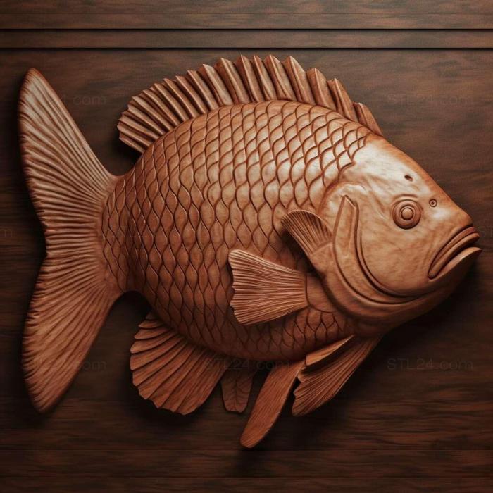 Nature and animals (Tilapia fish 2, NATURE_2694) 3D models for cnc